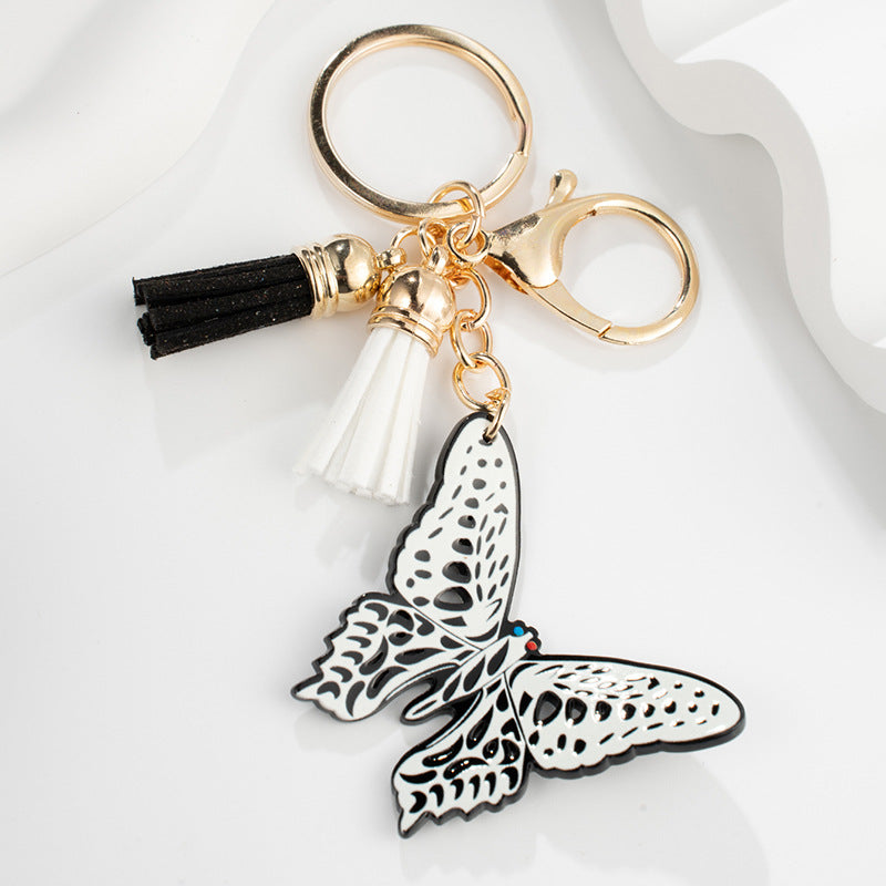 Wholesale Hollow Butterfly Tassel Metal Keychain